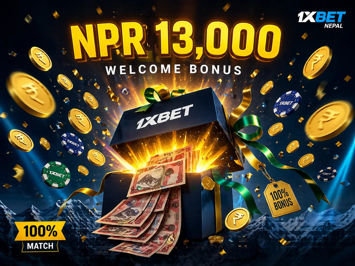 1xBet Sri Lanka welcome bonus up to LKR 550,000 + 150 Free Spins